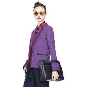 J.Crew Collection 2013 Fashion Week Runway Purple Colorblock Wool Blazer Size 10